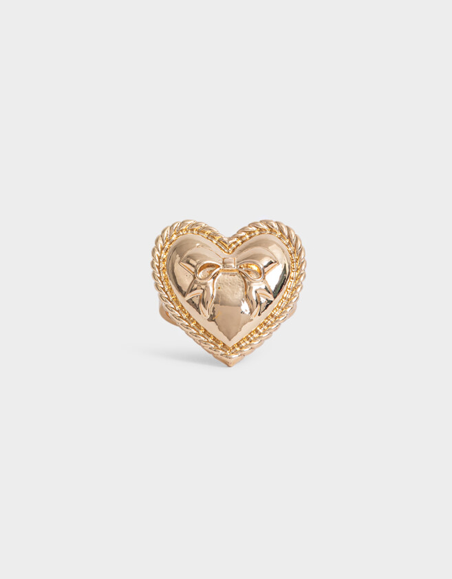 Anillos Medianos y Grandes Con corazón Anillo Metal Corazón - Dorado