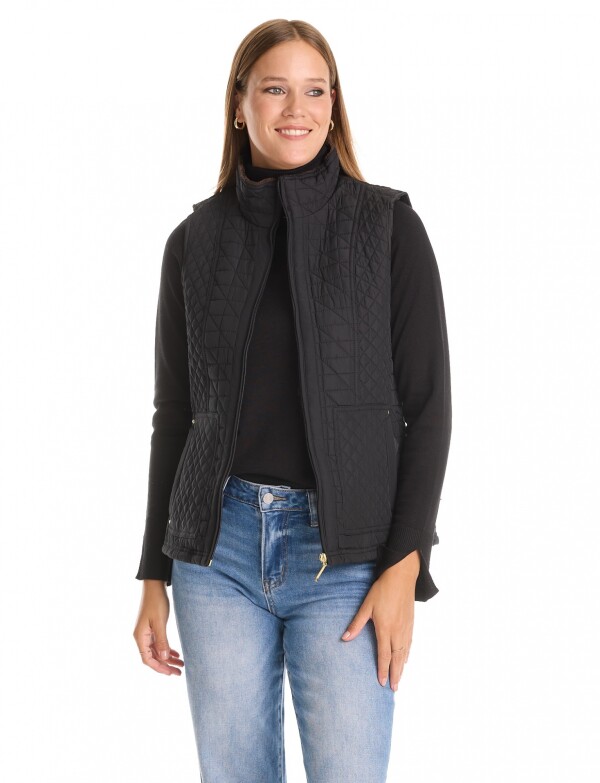 Chaleco Capitoneado Con Forro En Símil Piel NEGRO