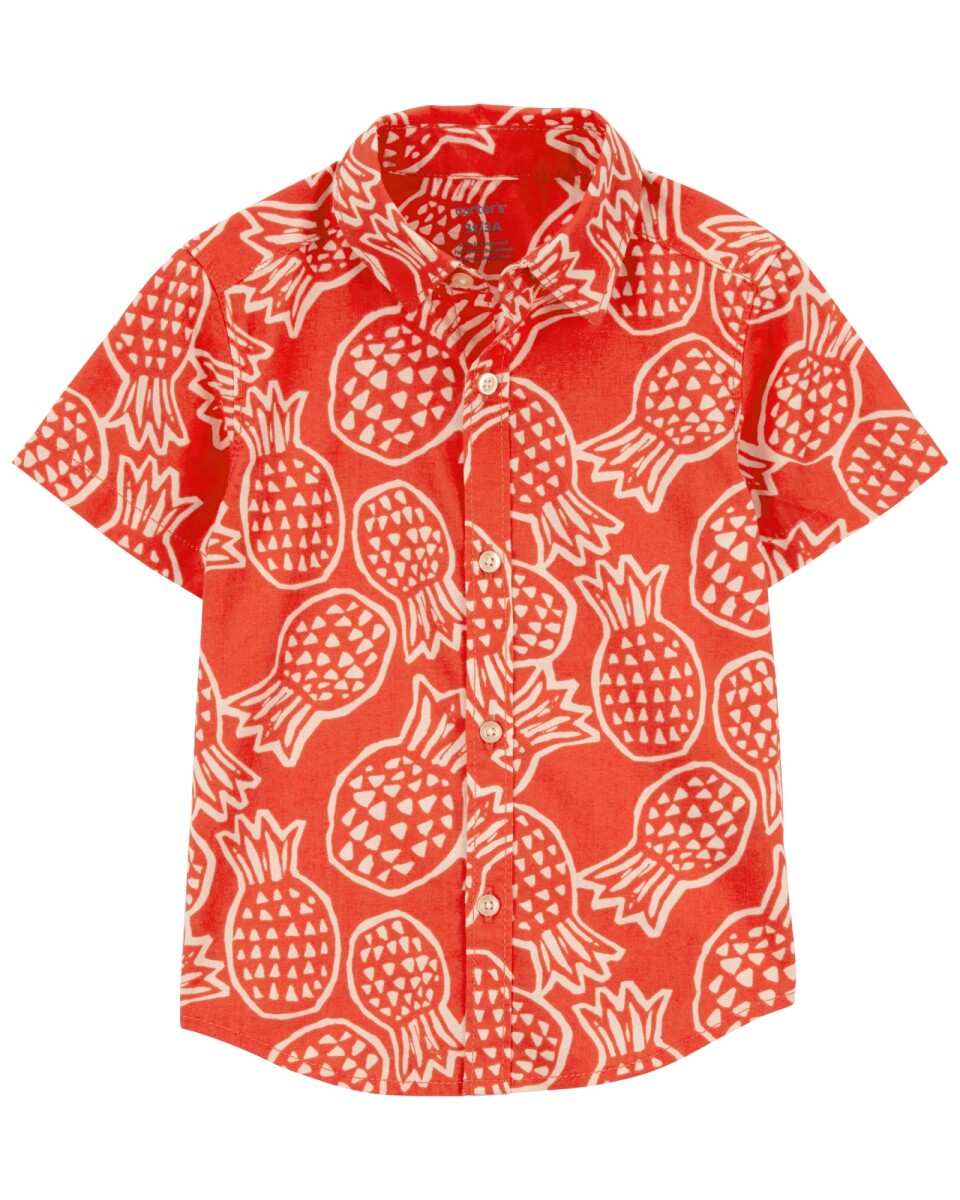 Camisa de algodón, manga corta diseño piñas 
