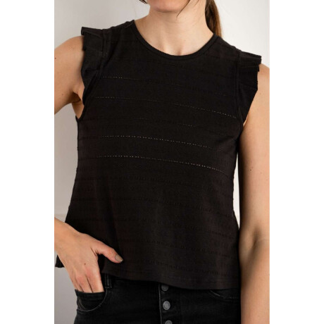 Remera Texturada Manga Tablitas Negro