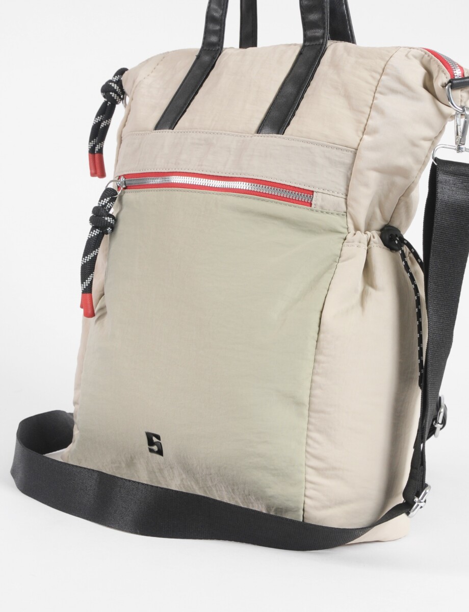 Mochila shopper bolsillos - beige 