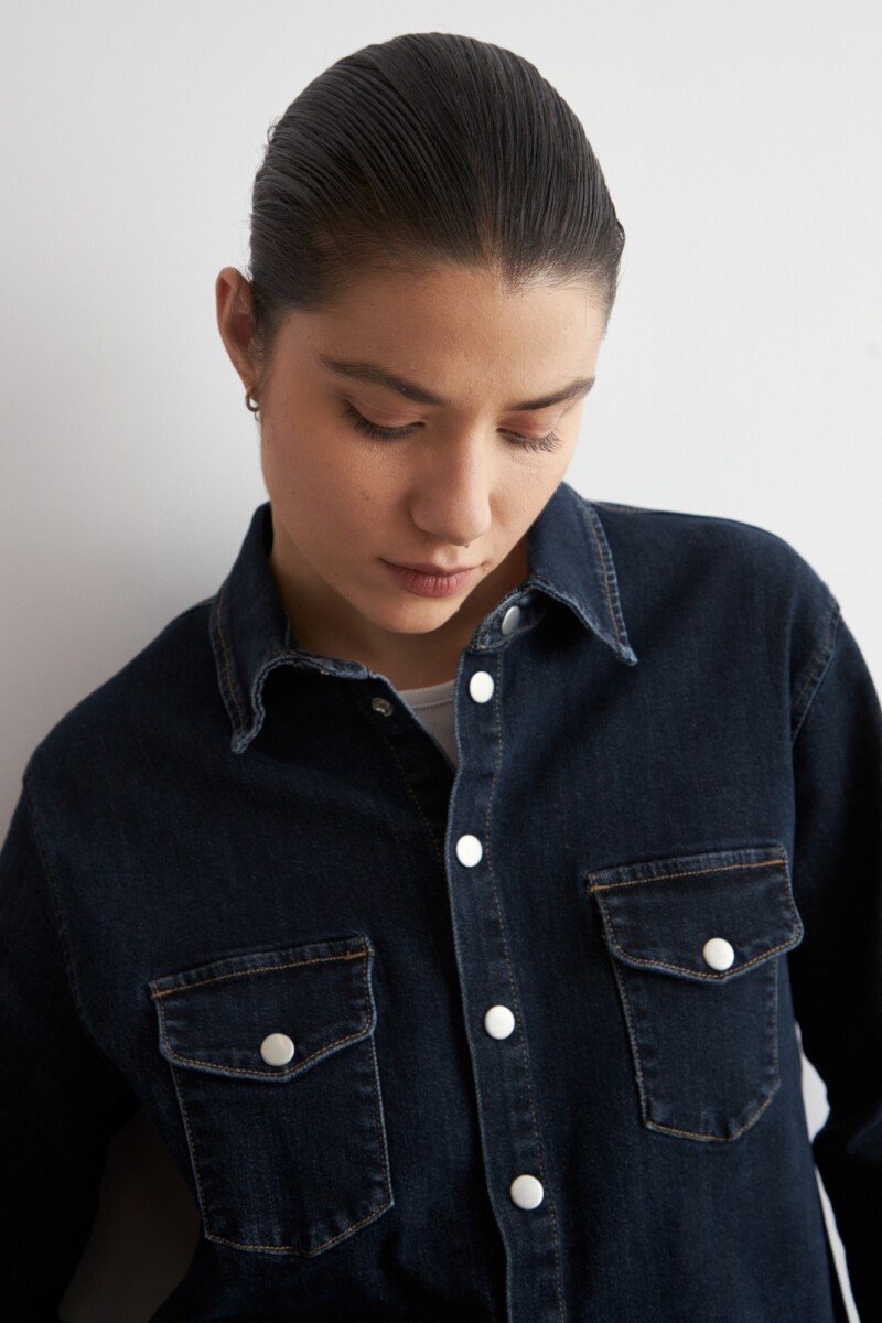 Camisa de jean jean oscuro