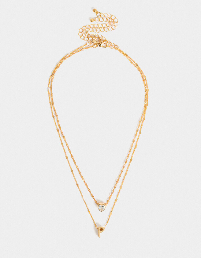 Collares Cortos Con cubic zirconia Collar Corto Cubic Inicial "p" - Dorado