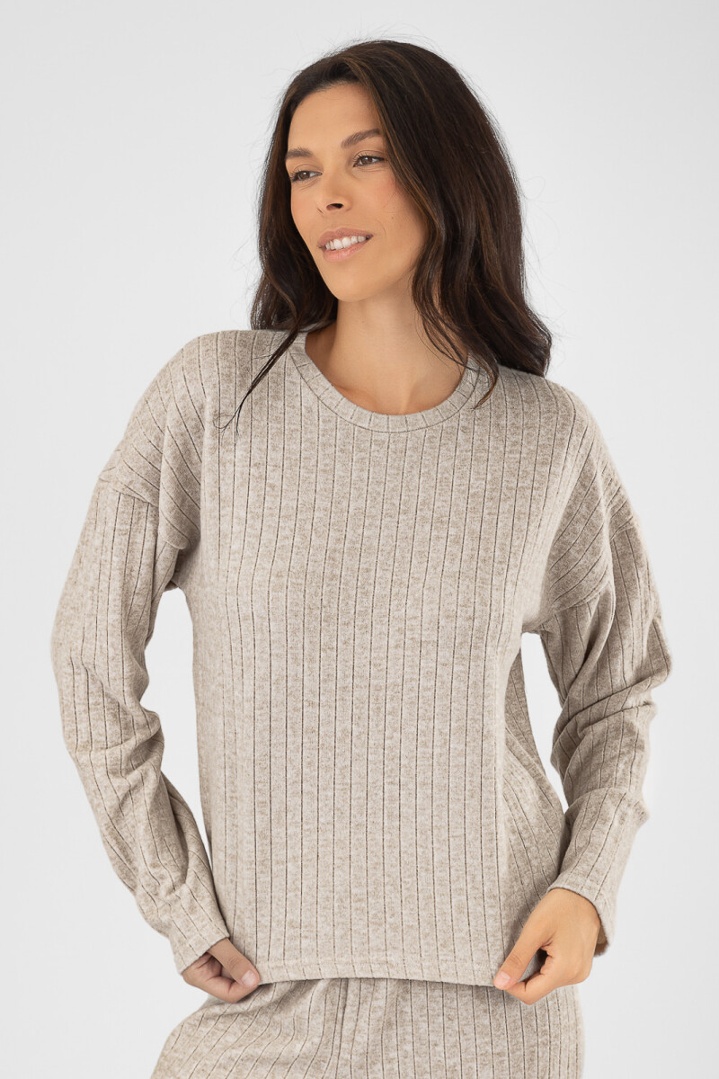 Remera rib grueso crema Crema