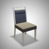 SILLA EN MADERA LACA BLANCA - TAPIZADA TELA GRIS SILLA EN MADERA LACA BLANCA - TAPIZADA TELA GRIS