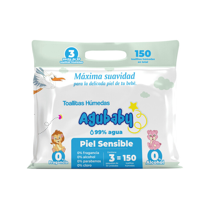 AGUBABY TOA HUM 99% WATER 3 X 50 UN única