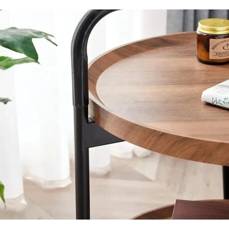 Mesa Auxiliar Redonda Nhome con ruedas 40x55cm Marron