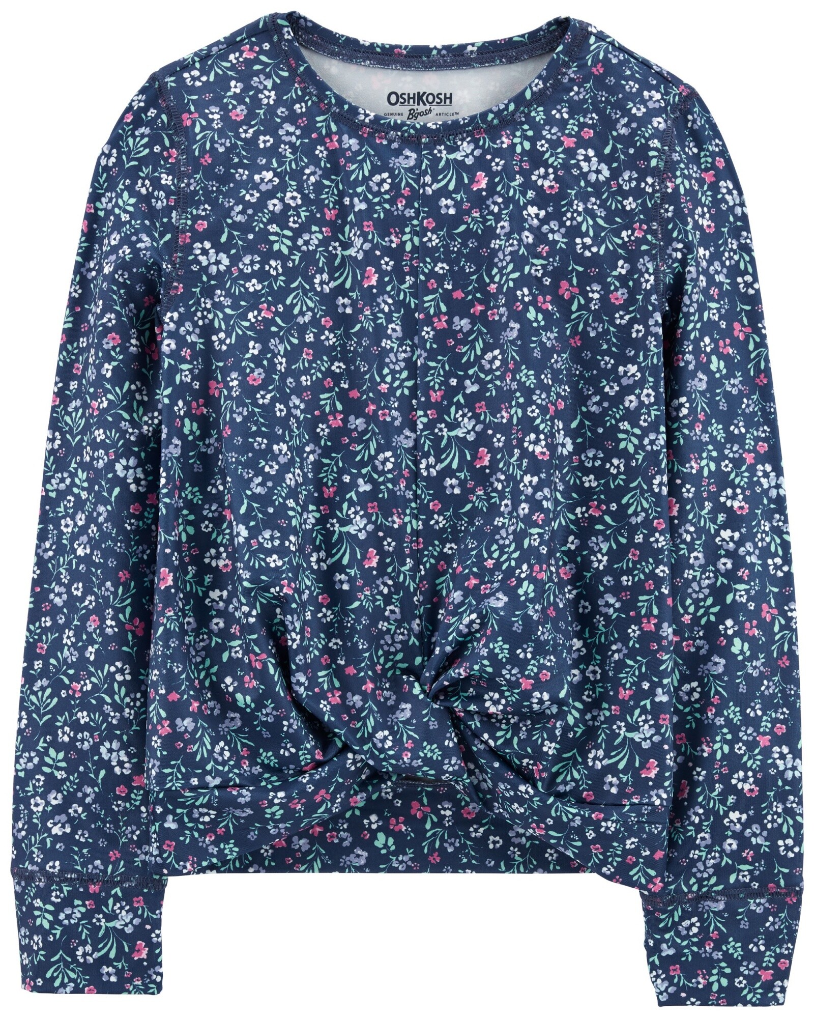 Blusa de poliéster, anudada, diseño floral Sin color