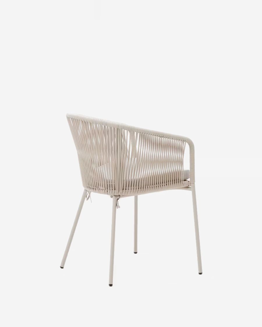 Silla Yanet de cuerda sintética crudo y patas de acero galvanizado Silla Yanet de cuerda sintética crudo y patas de acero galvanizado