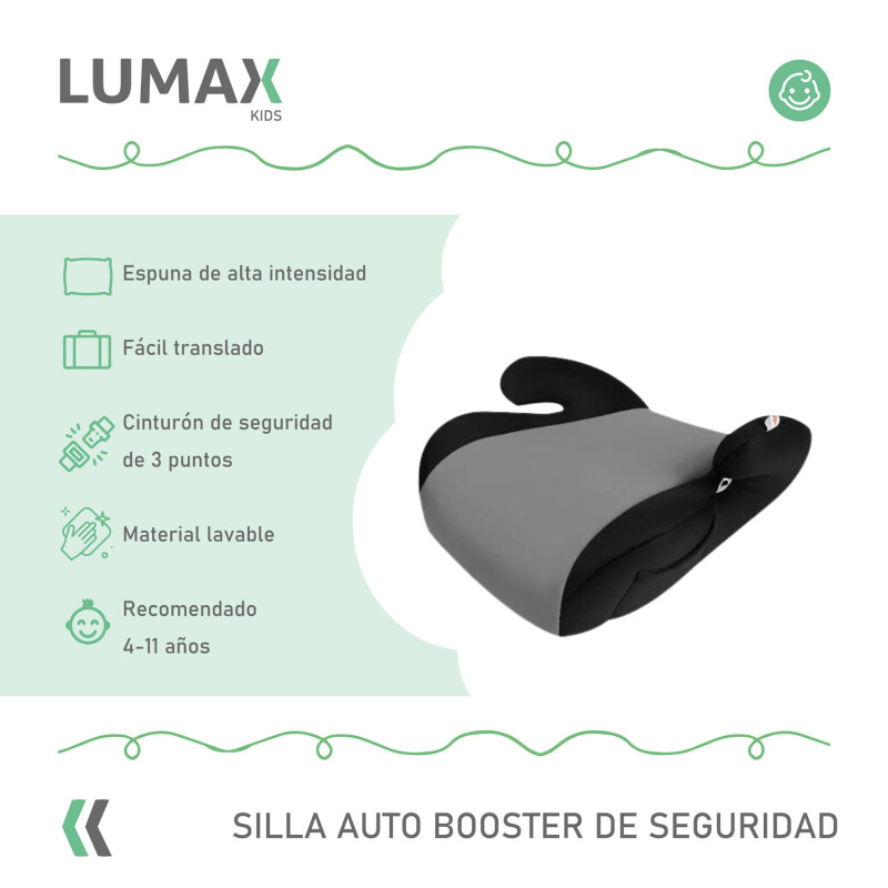 Booster Alzador de Seguridad Lumax Kids para Auto Gris