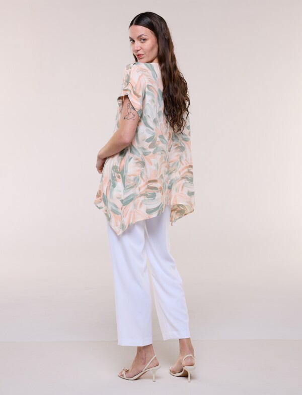 Blusa Estampada Con Ruedo Asimétrico ROSA/MULTI