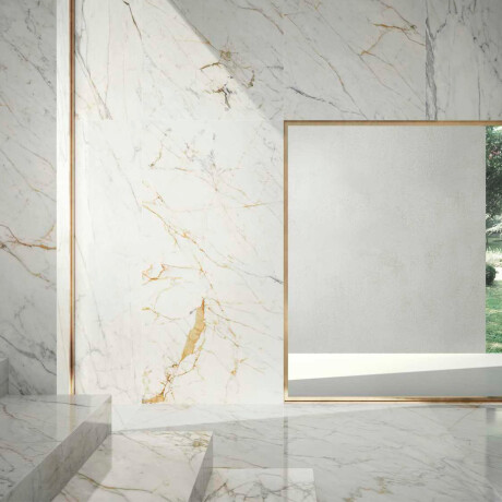 Porcelanato Marmolado Pulido 162X324Cm 12Mm Piso Pared Apta Mesada GAMAS DE BLANCO