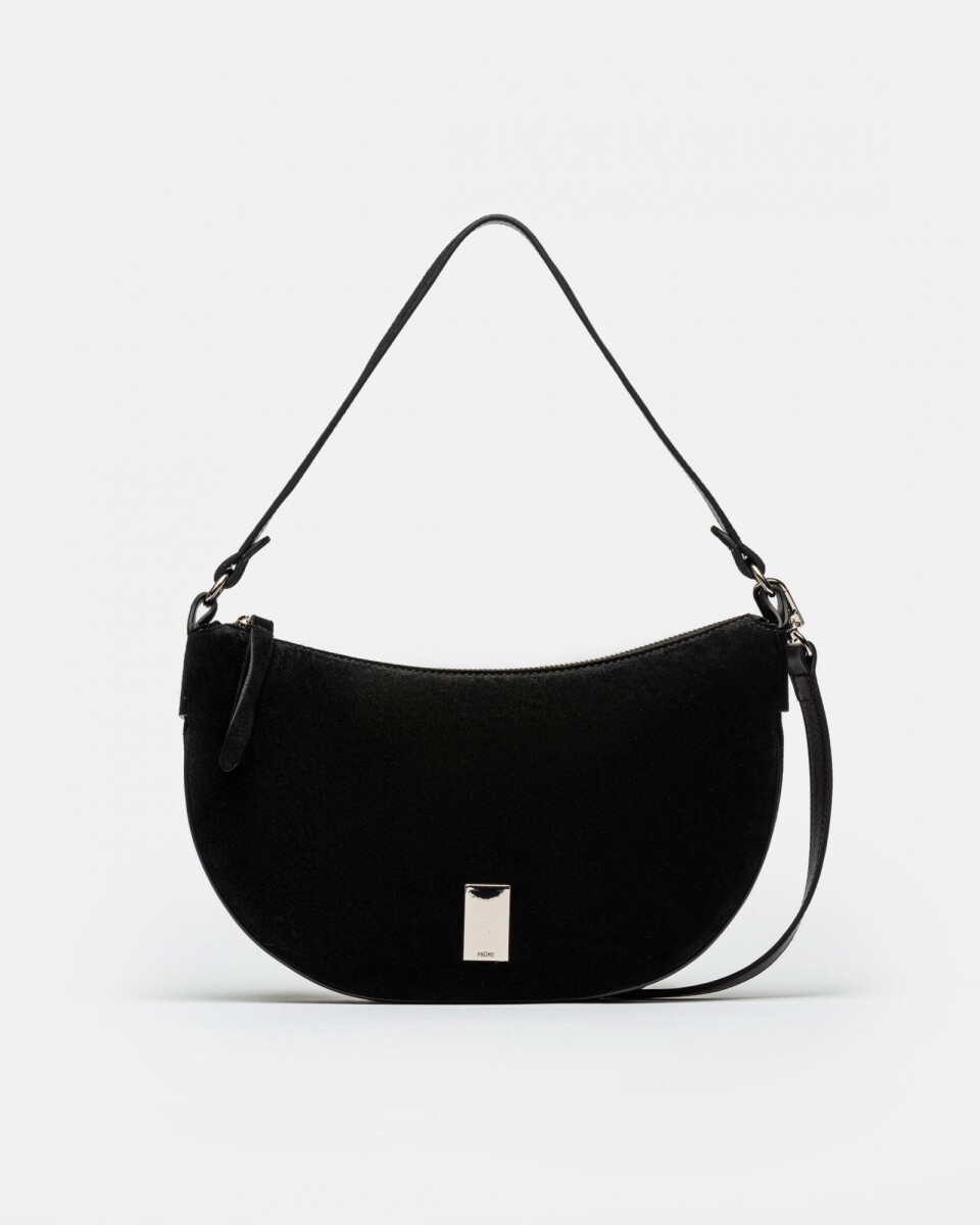 Cartera al Hombro Lua En Cuero Gamuza - Negro 