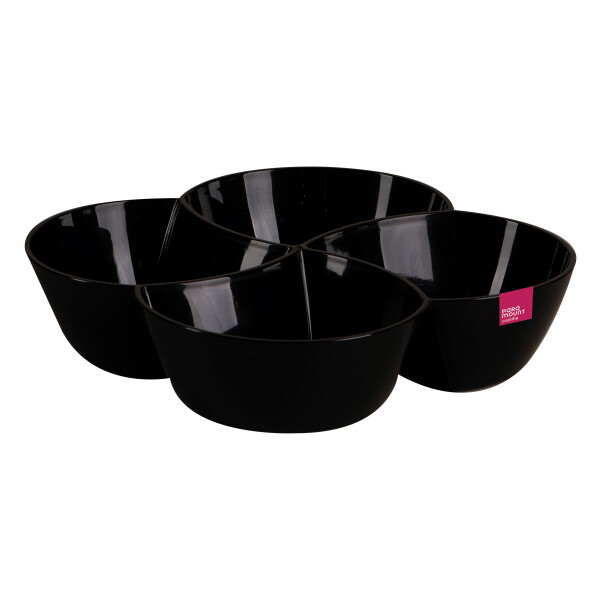 COPETINERO CON 4 DIVISIONES LE CHEF NEGRA 25 X 25 X 6 CM NEGRO