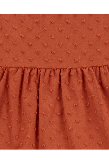 Vestido de algodón con textura, mangas con volados Sin color