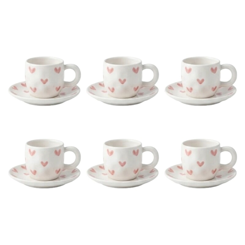 SET TAZA C/PLATITO DIS CORAZON 12PZAS Unica