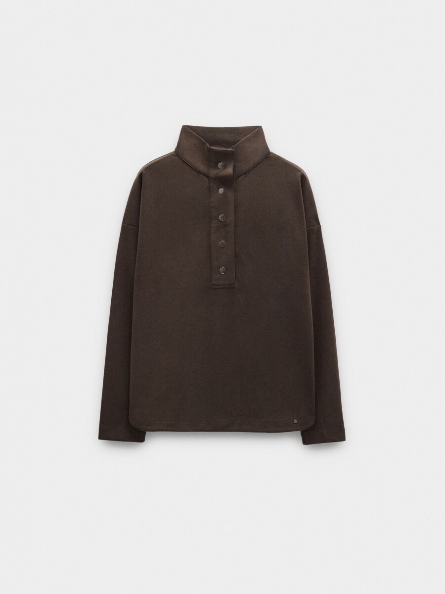 Sudadera Con Botones Tacto Suave marron