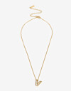 Cadena Corta con Dije Metal Collar Acero Inicial V - Dorado