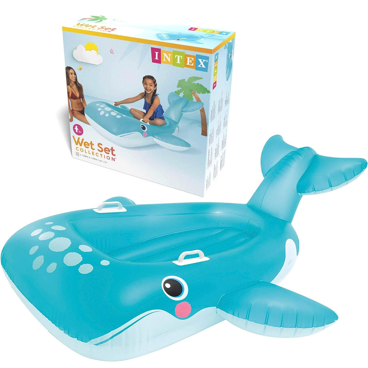 Colchoneta Inflable Intex Ballena Para Piscina Playa - Celeste 