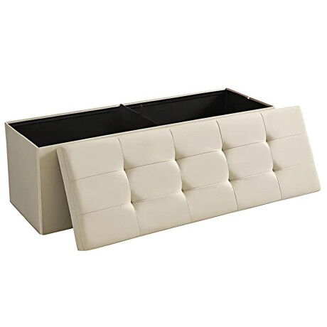 Puff Baul Texas Eco Cuero Crema