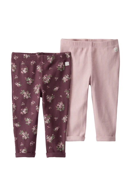 Pack dos pantalones de algodón orgánico, acanalados Sin color