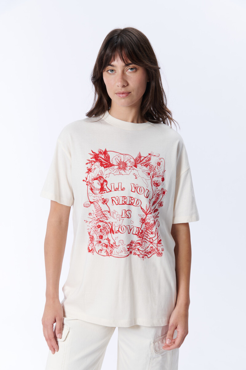 Remera manga corta oversize Estampa All blanca