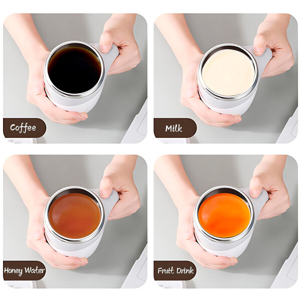 Taza Con Mezclador Magnético Y Tapa Recargable 380Ml Acero Variante Color Gris
