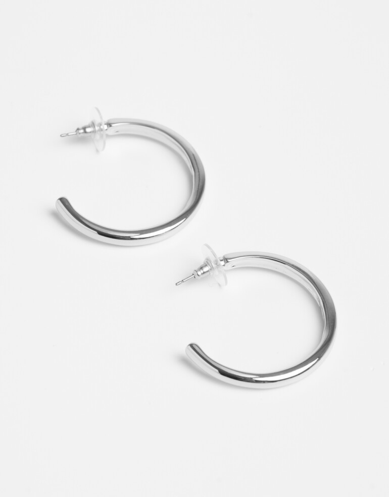 Aros Argollas Metal Argollas Metal Plateadas - Plateado