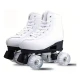 Patines 4 Ruedas Artístico Con Luces Bota De Cuero Blanca Blanco