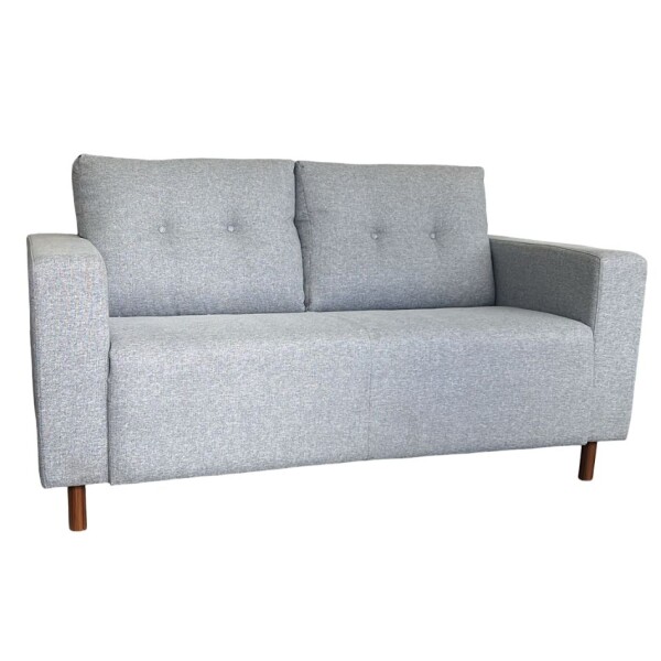Sofa 2 cuerpos tela Gris Brillo con respaldo semi capitoneado Sofa 2 cuerpos tela Gris Brillo con respaldo semi capitoneado