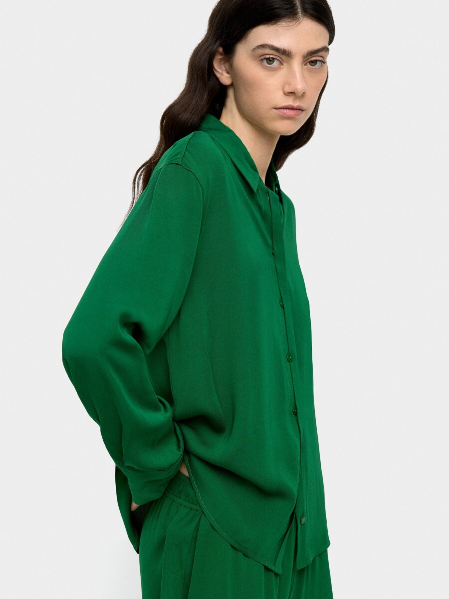 Camisa Fluida De Manga Larga verde