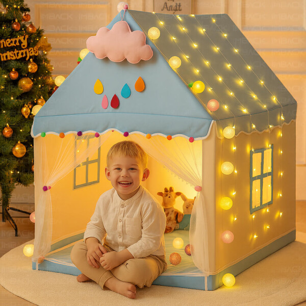 Carpa Casita Infantil IMBACK IBK-CAR005 | Casa de Juegos Estilo Hogar con Cortinas, Plegable y Resistente Celeste Carpa Casita Infantil IMBACK IBK-CAR005 | Casa de Juegos Estilo Hogar con Cortinas, Plegable y Resistente Celeste