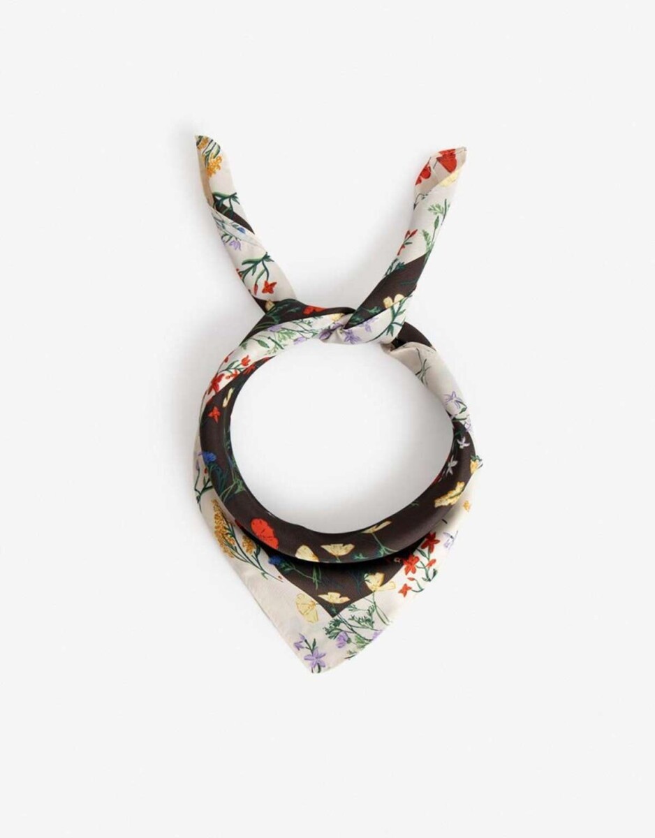 Pañuelo De Material Reciclado Estampa De Flores Silvestres - Combinacion Multicolor 