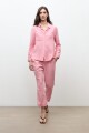 Camisa clasica lino rosado melange