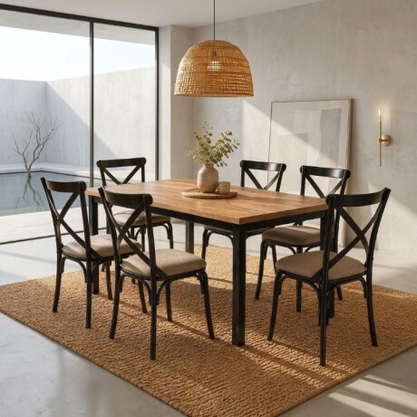 Juego De Comedor Karina 6 Sillas Tapa Mad CH14605 Juego De Comedor Karina 6 Sillas Tapa Mad CH14605