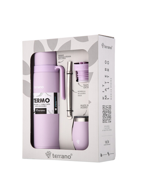Kit Termo Manija Rígida + Mate con Tapa y bombilla Lila
