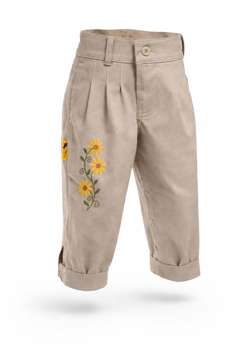 Bombacha de Niño/a Bordada. Del 000 al 0 - Beige Flor Amarilla 
