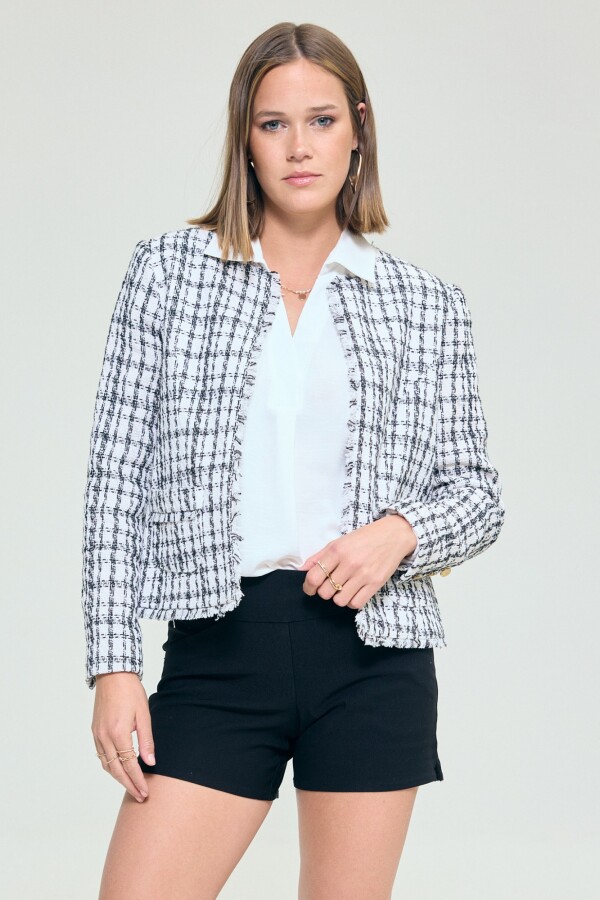 Chaqueta Tweed Crop NEGRO/CRUDO