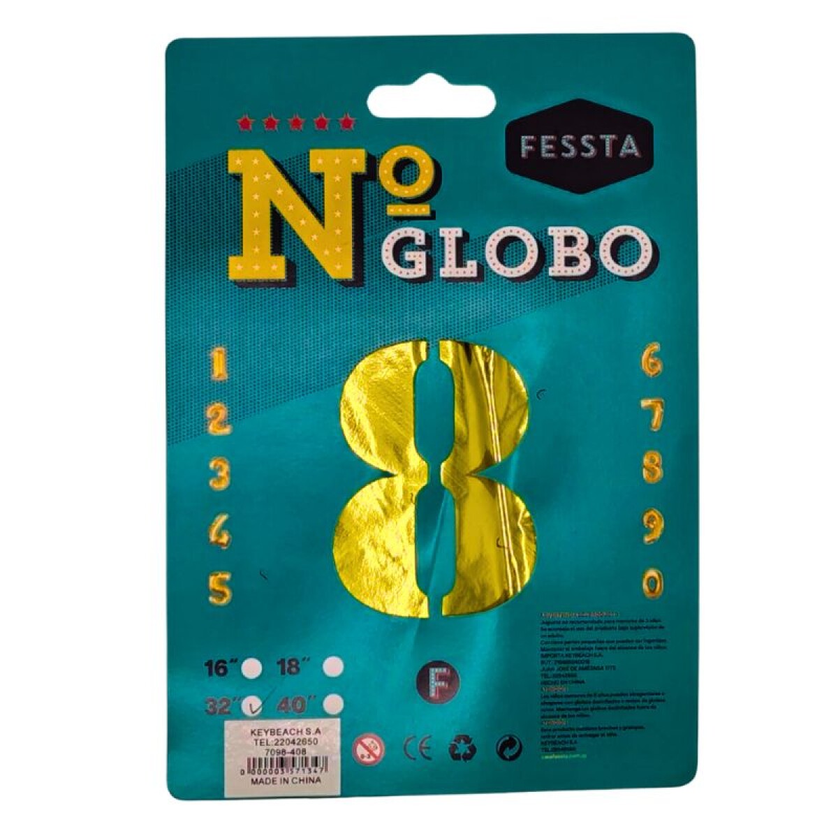 Globo Número Fessta 32" Dorado - OCHO 