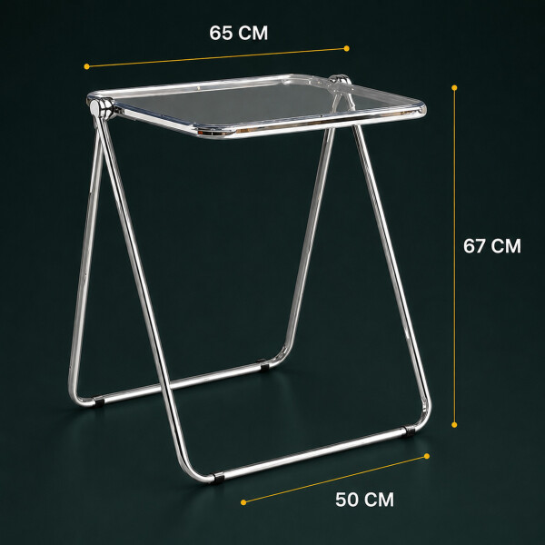Mesa ComboHome Plia Acrílico Metal Plegable 65x50 Premium Plateada