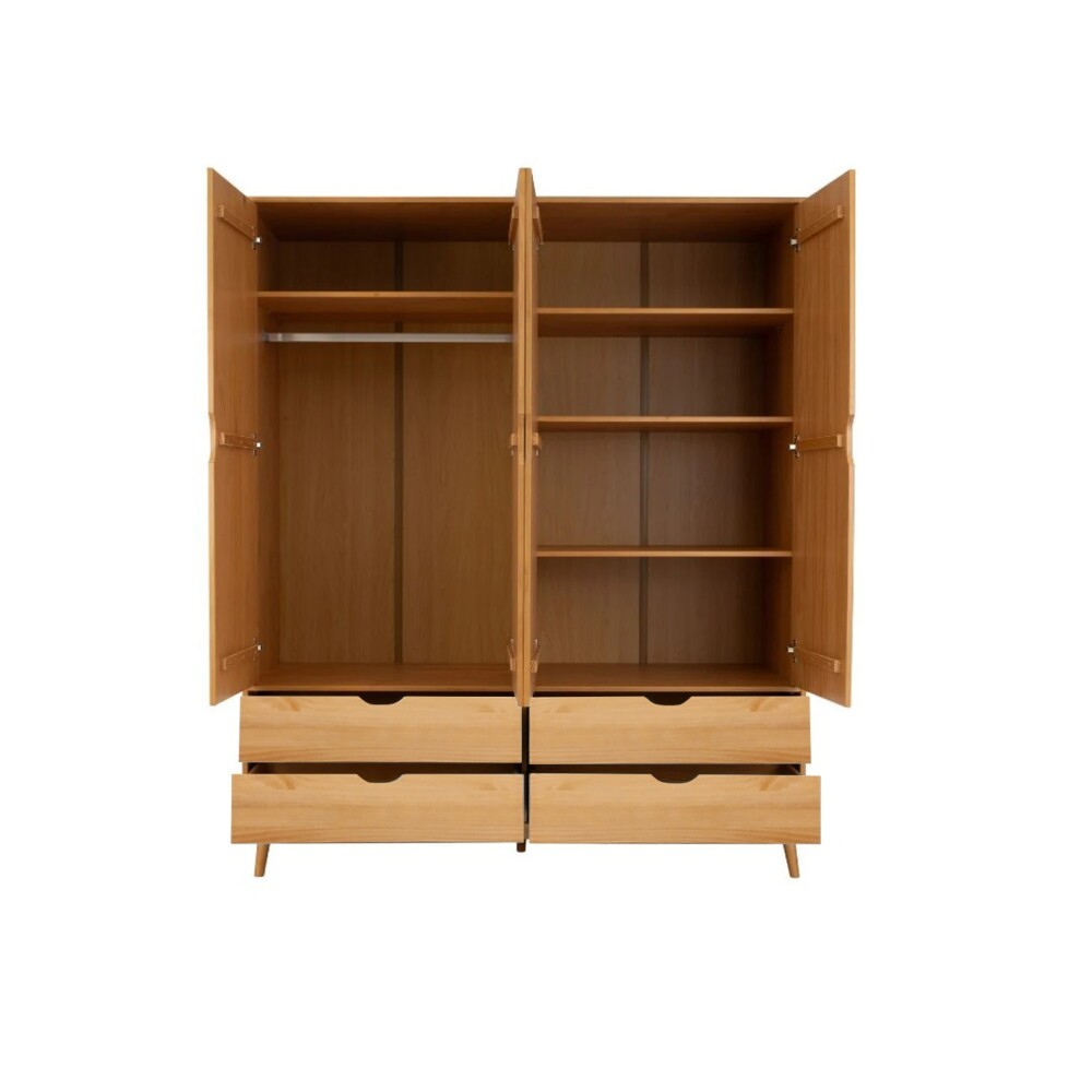 Ropero - 4 Puertas - 4 Cajones - Línea Nórdica Roble