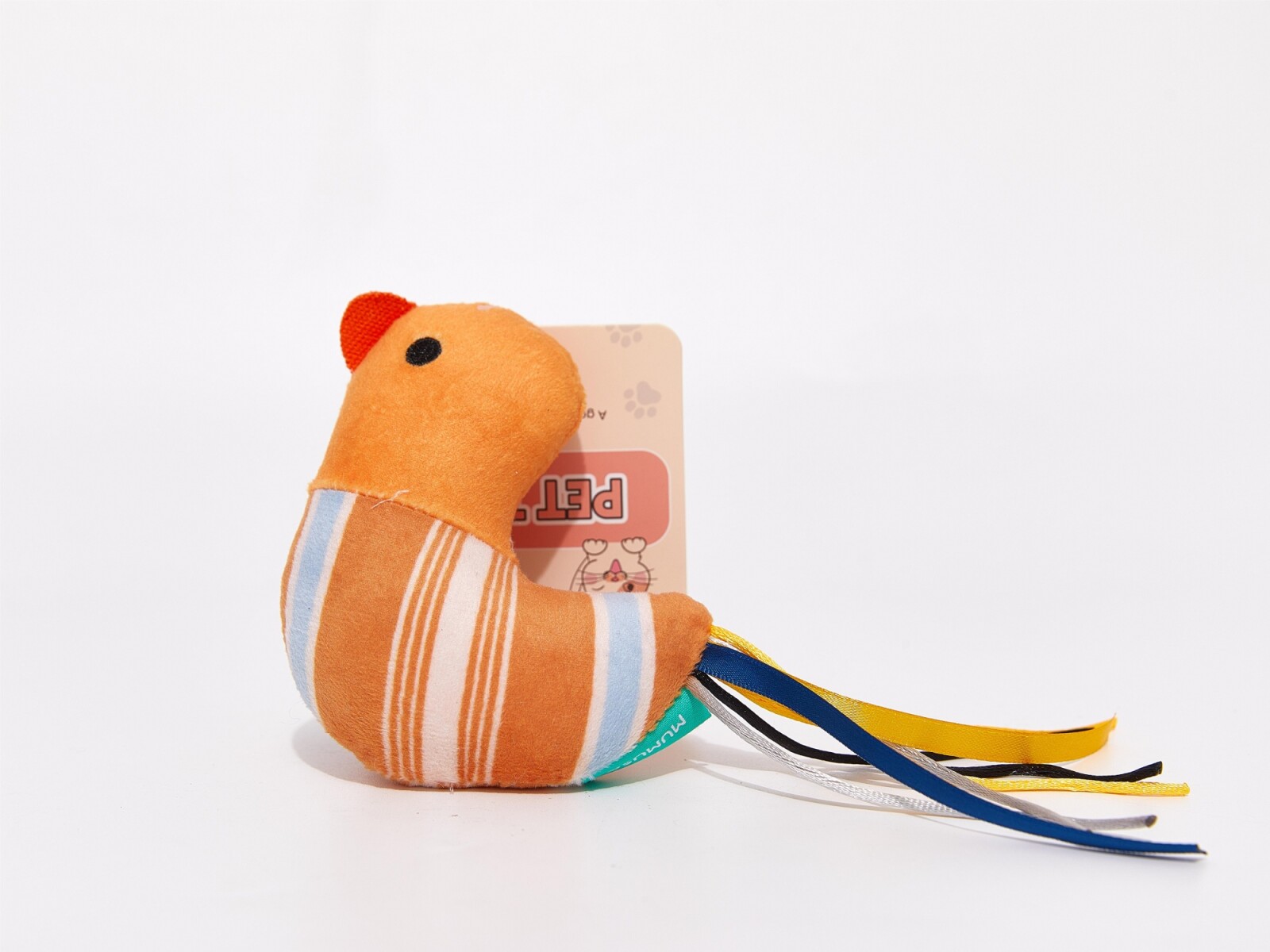 PELUCHE PARA MASCOTA (PÁJARO NARANJA) 