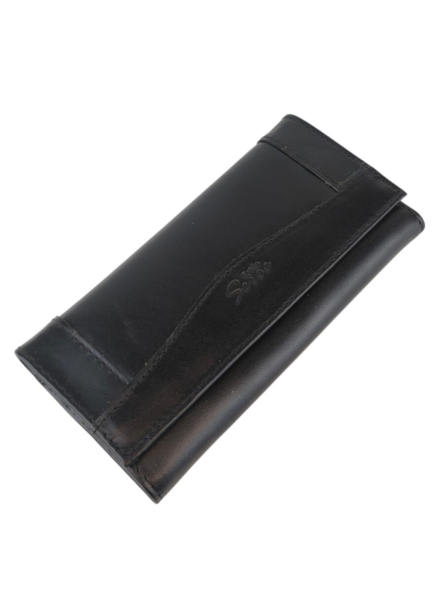 Elegante Billetera de Dama Trifold | Cuero Auténtico y Máxima Capacidad de Organización - Negro 