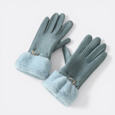 Guantes Dama Con Detalle De Piel Y Pulsera Turquesa