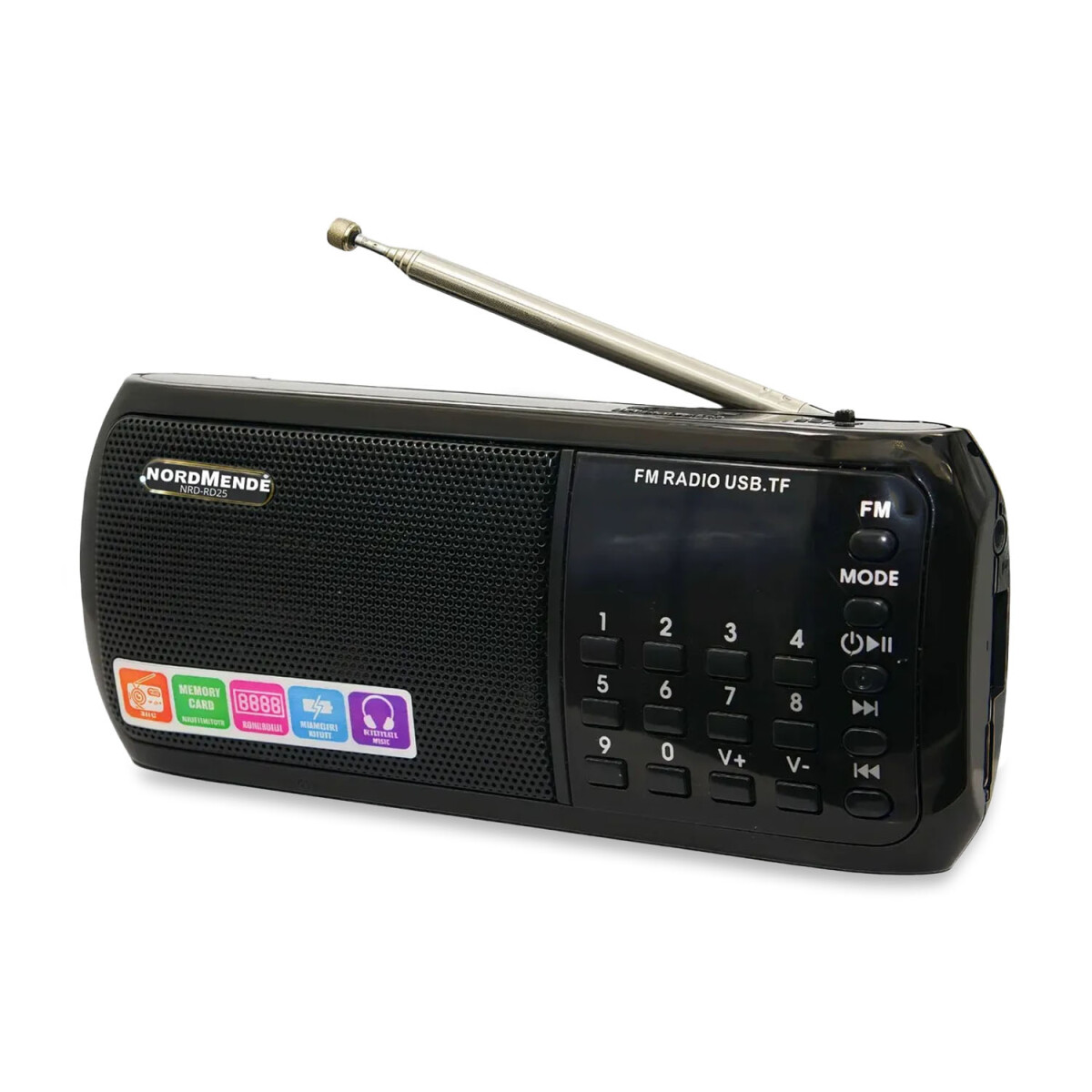 Radio Digital Portátil Nordmende AM/FM BT, USB, TF Linterna - Negro 