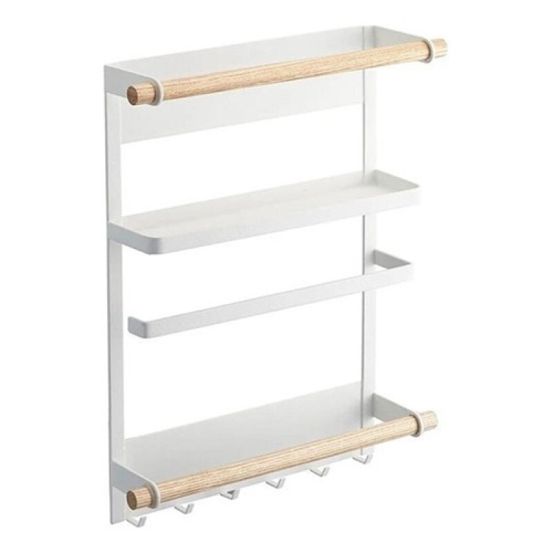 Estantería multiuso magnética en acero y madera Blanco
