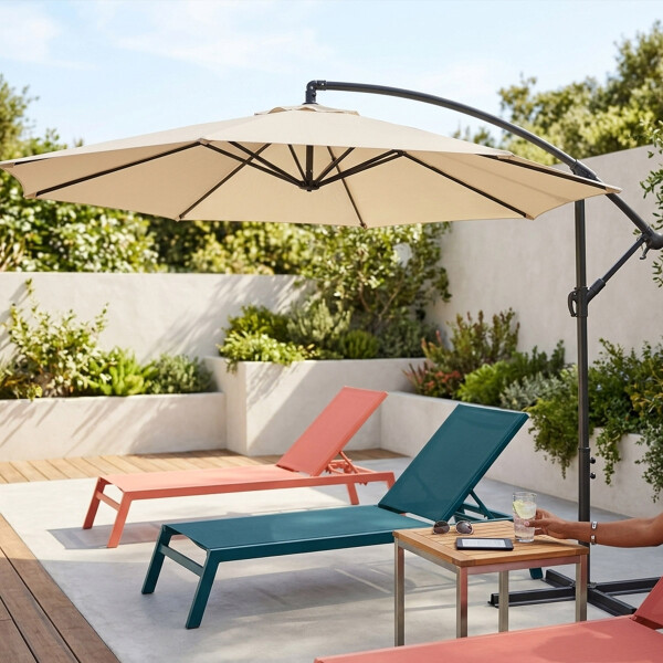 Sombrilla Exterior Regulable de 3 Metros Blanco