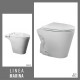 Juego De Loza Blanco, Inodoro Corto, Tapa Y Bidet Para Griferia Bimando Linea Marina Marca Ferrum BLANCO
