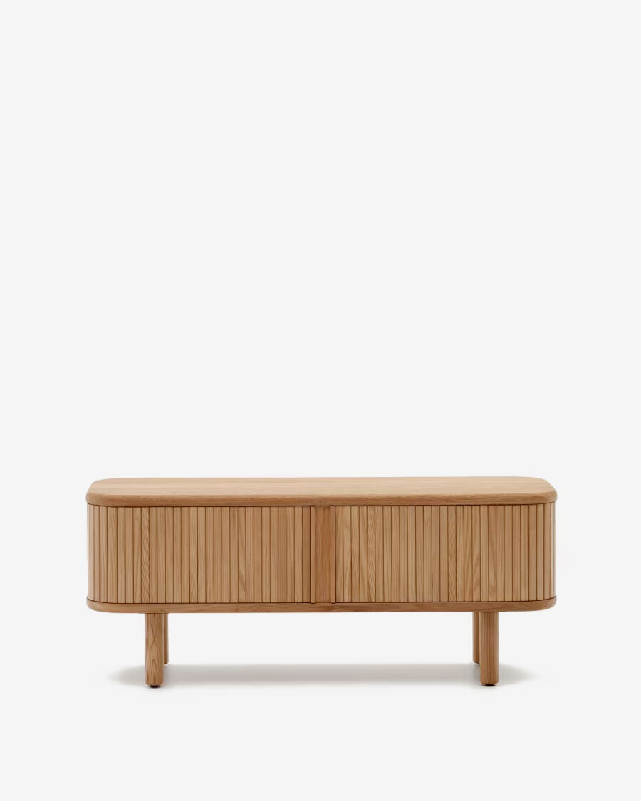 Mueble TV Mailen 2 puertas en chapa de fresno con acabado natural 120 x 50 cm