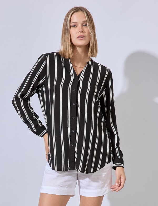 Camisa Lineas NEGRO/BLANCO